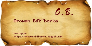 Orowan Bíborka névjegykártya